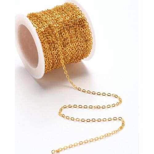 10m/roll Brass Necklace Gold Color Chains 2mm Cable Chains For Bracelet Extension DIY Jewelry Findings Making
