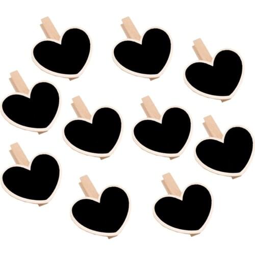 10pcs hanging wooden blackboard message chalkboard clips tags heart shaped valentines wedding venue decorations