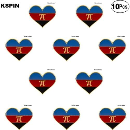 Polyamorous Pride Heart Shape Lapel Pin Flag badge Brooch Pins Badges 10Pcs a Lot