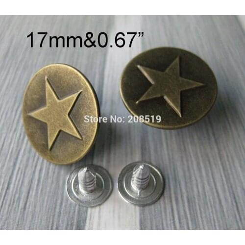 17MM Star Jeans Button 20 sets Antique Brass Color Trousers Buttons Garment accessories