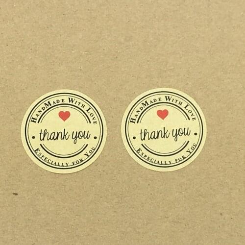 2000pcs Thank You love self-adhesive stickers kraft label sticker Diameter 3.5CM For DIY Hand Made Gift /Cake /Candy Boxes/Craft