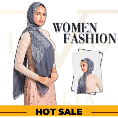 2020 Hot Sale Women 75x200 cm Navy Blue Cotton Shawl Silky Scarf Muslim Hijab Wrap Female Neck Warm Headband Face Mask Lady