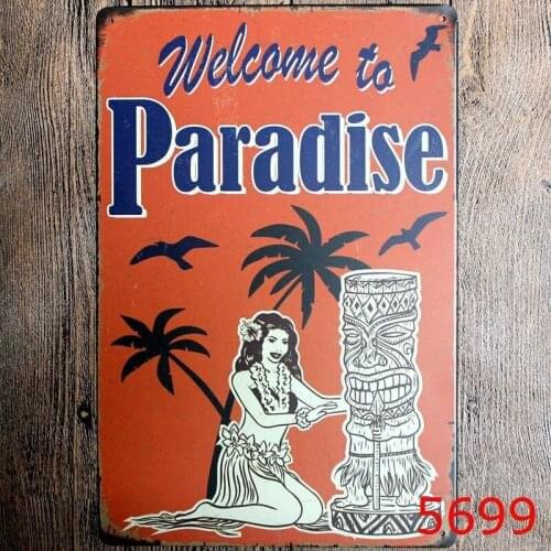 20x30cm Metal Tin Sign Welcome To Paradise Bar Pub Vintage Retro Poster Cafe Art