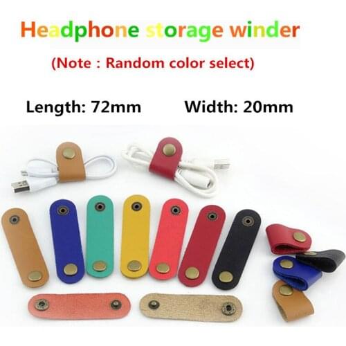 3pcs/lot Headphone Storage Cable coil winder headphones line cortex line PU leather buckles Cable Clip for apple samsung headset