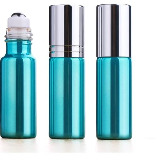50Pcs/Lot 5ml Green UV Glass Essential oil roll-on bottle Perfume mini Refillable Perfume Bottle Small sample