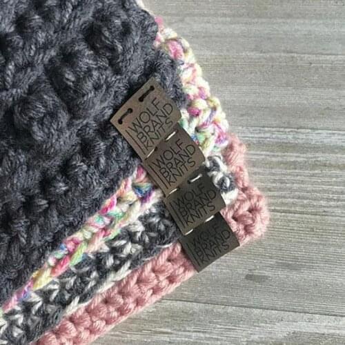 55pcs Personalized Sewing leather Brand name Tags Handmade clothing Knitting Crochet labels Hats Garment label DIY Accessories