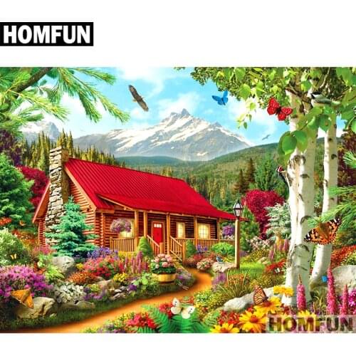 HOMFUN Full Square/Round Drill 5D DIY Diamond Painting "Garden & house" Embroidery Cross Stitch 5D Home Decor Gift A01701