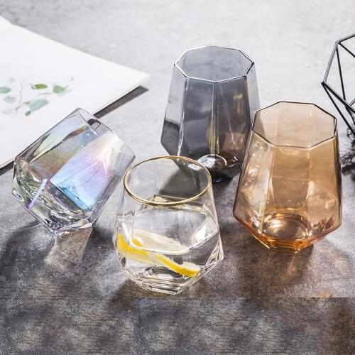 4PCS Nordic Whisky Glass,Water Glass,Juice Glass, Water Cup,Diamond Water Cup, Glass Cup,Drinkware Set of 4