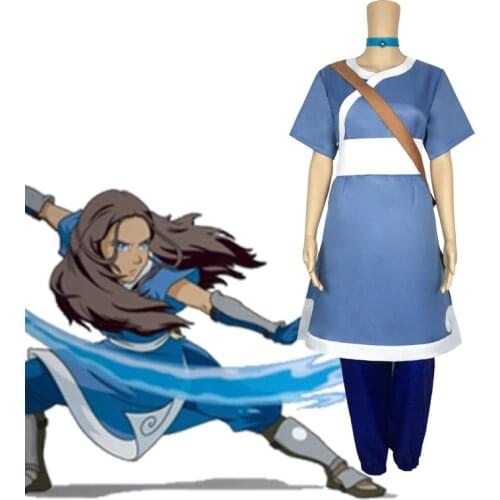 Anime Cosplay Cartoon Avatar: The Last Airbender Katara Costume For Women Aang Full Set Performance Show Role Play Fancy Party