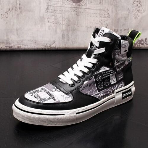 Stephoes Men Fashion Microfiber Leather Casual Ankle Boots Spring Autumn Luxury Designer Youth Trend Graffiti Hip Hop Boots