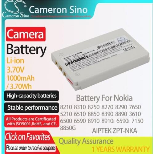 CameronSino Battery for Nokia 8210 8310 8250 8270 8290 7650 5210 6510 8850 8390 8890 3610 fits AIPTEK ZPT-NKA camera battery