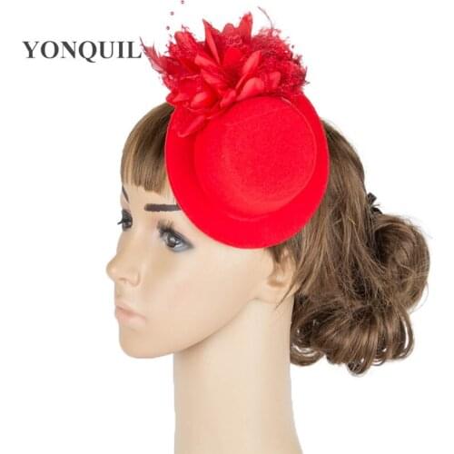 Children Fascinator Headwear Colorful Mesh Silk Flower Race Show Hair Accessories Millinery Party Hats High Quality Color MYQ071