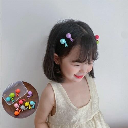 Korean Style Children Barrettes Rainbow Color Ball Mini Duckbill Clip BB Clip Set Hair Accessories for Kids Girl Wholesale