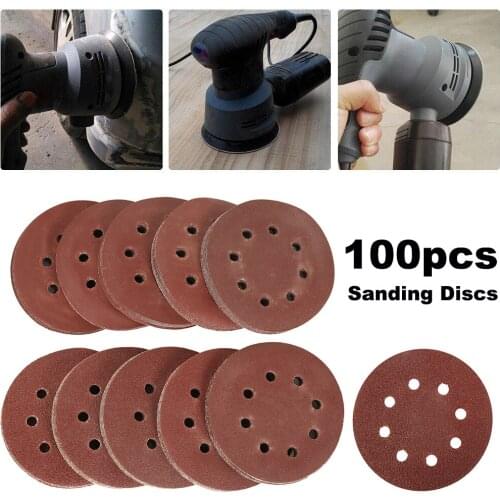 100Pcs 125mm Sand Disc Pad Polishing Disc 5 Inch Round Sand Pad Sandpaper 40-800 Grit Sandpaper Set for Polishing Cleaning Tools