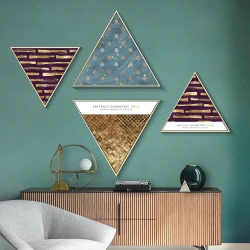 Geometric Triangles Abstract Canvas poster wall pictures for living room Wall Art Painting Decorative Picture cuadros decoracion