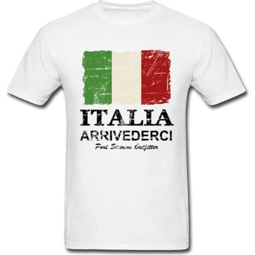 Cotton Vintage Italy Flag T-shirt For Man White T Shirts Mens Clothes Summer Tshirt O Neck Leisure Tops Students Tee Shirt