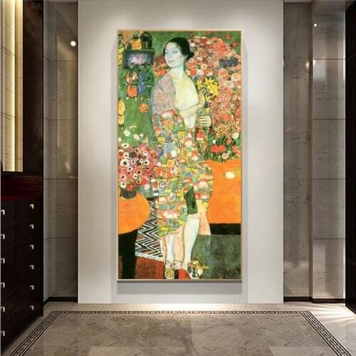 Famous Painting The Dancer By Gustav Klimt Canvas Painting Posters and Prints Nude Woman Wall Art Pictures for Living Room
