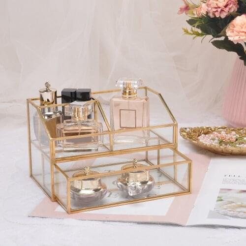 Cosmetic Storage Box, 2 Tier Countertop Cosmetic Storage Box Jewelry Display