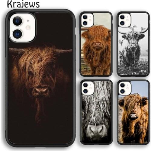 Krajews Cute Highland Cow Phone Case Cover For iPhone 5s SE 6s 7 8 plus X XS XR 11 12 pro max Samsung Galaxy S8 S9 S10 Plus