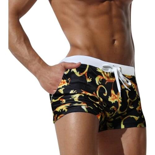 New 2019 charming floral printing swimwear men sexy swim trunk boxer shorts summer beach shorts men swimsuit sunga bathing suit