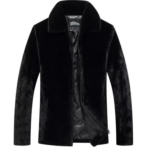 New Fashion Imitation Mink Fur Jacket Men Zipper Black Faux Fur Coat Autumn Winter Thick Men Soft Fur Jacket Warm Overcoat