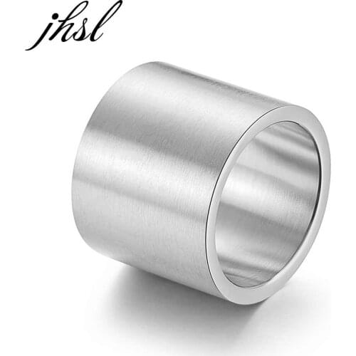 JHSL 19mm Width Big Large Men Statement Thumb Rings Stainless Steel Fashion Jewelry Anniversary Gift Size 7 8 9 10 11 12 13 14