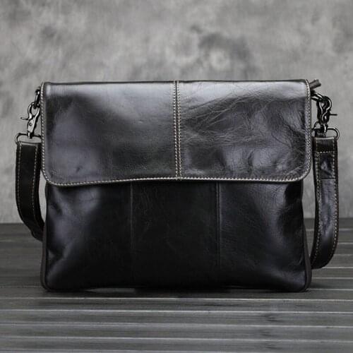 Male First Layer Cowhide Genuine Leather High Qua Messenger Bag fashion Business and leisure travel Shoulder Messenger Bag