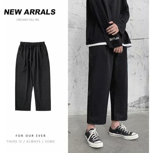 Mens trousers wide-leg straight loose pants spring and summer casual trousers drape DK college uniform class suit suit pants