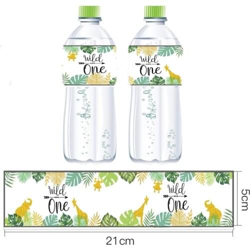 12pcs/lot Wild One Birthday Party Sticker Jungle Safari Party Mineral Water Bottle Label First 1st Birthday Safari Jungle Par