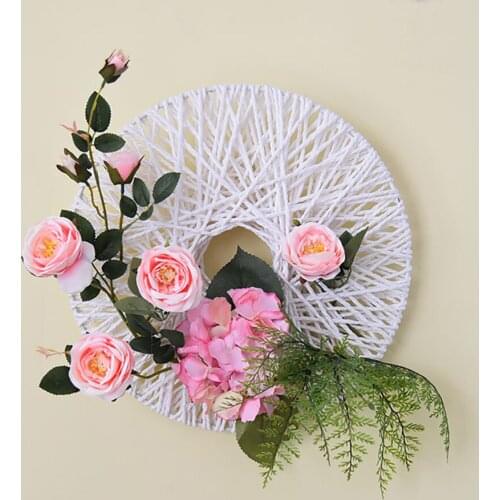 Nordic Living Room Wall Hanging Ornaments Flower Arrangement Diy Crafts Wedding Props Creative Wreath Paper Rope Woven Garland