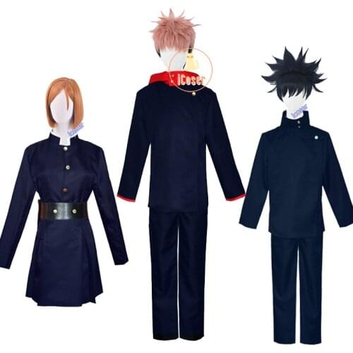 2021 New Anime Jujutsu Kaisen School Uniform Suit Yuji Itadori Megumi Fushiguro Nobara Kugisaki Cosplay Costume Set Party Wig
