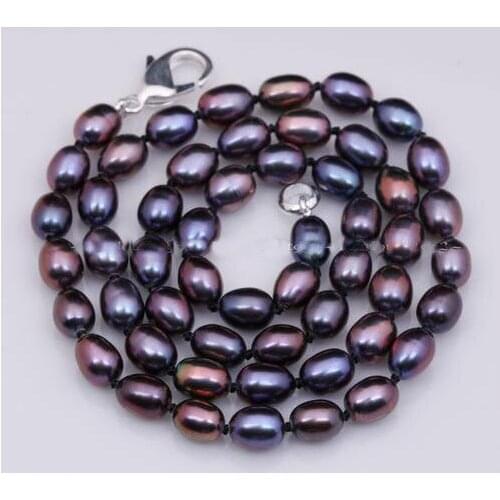 New Arrival Favorite Pearl Necklace AA 6-7MM Black Cutlrued Freshwater Pearl Fine Jewelry Charming Birthday Party Lady Gift