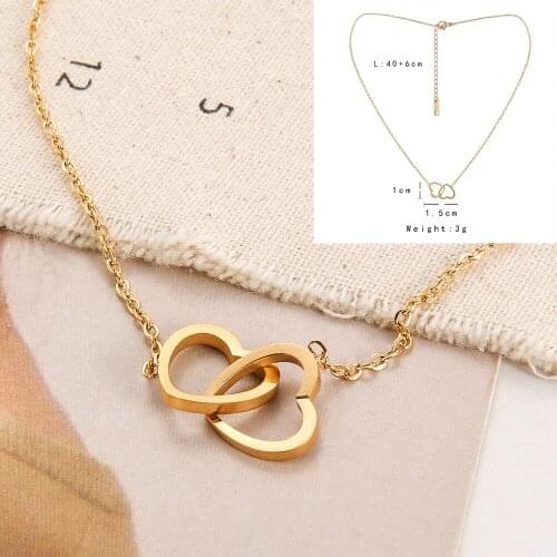 Hiyong Stainless Steel Vintage Multilayer Crystal Pendant Necklace Women Moon Star Crescent Choker Necklaces Jewelry New Gifts