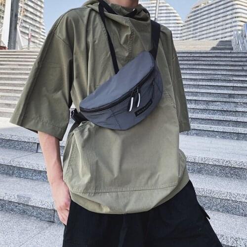 Casual Chest Bag Men Belt Pack Phone Pouch Reflective Strip Unisex Waist Pack Male Crossbody Bag Hip Hop Male Waist Bags