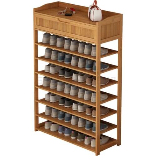 Simple Bamboo Shoe Rack Shoe Cabinet Multi-layer Shoes Shelf Household Dormitory Dustproof Shoe Shelf with Drawer Home Furniture