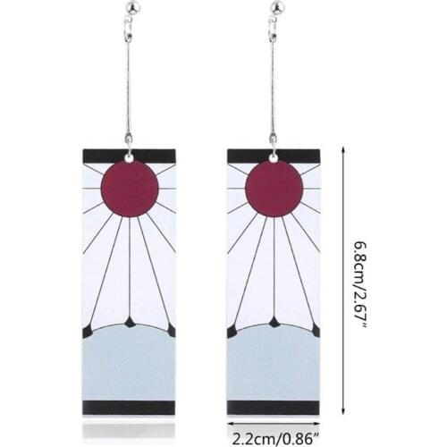 1 Pair Kimetsu No Yaiba Tanjirou Kamado Earrings Anime Japanese Cosplay Prop Acrylic Drop Earrings Decoration Gift