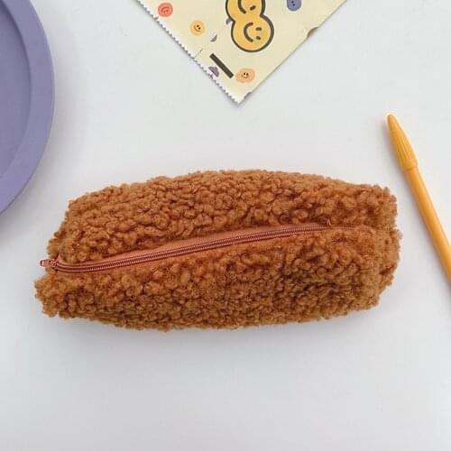 Wool Plush Kawaii Pencil Case For Girls Student Pencil Stationery Pencilcase Pen Marker Bag Storage Pouch School Supplies