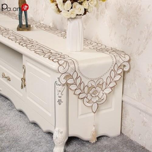 TV Cabinet Tablecloth Lace Coffee Table Long Table Runner Shoe Cabinet Rectangular Dust-proof Wedding Decoration Luxury Decor