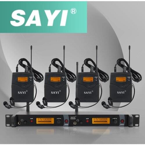 SAYI IEM2050-4C Professional UHF In Ear Monitoring System Wireless IEM Transmitter Four Channels Set for Stage Singer Band