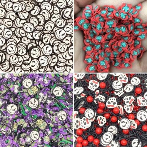 100g Mixed Halloween Series Cartoon Slices Polymer Hot Clay Sprinkles for DIY Craft Slimes filling Nails Art Phone Decoration