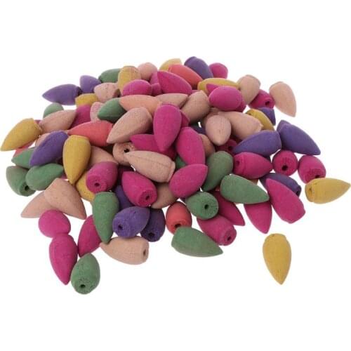 28/60/70/125 Pcs Mixed Natural Reflux Incense Cone Bullet Smoke Backflow Aromatherapy Rose Jasmine Lavender Regulation Emotion