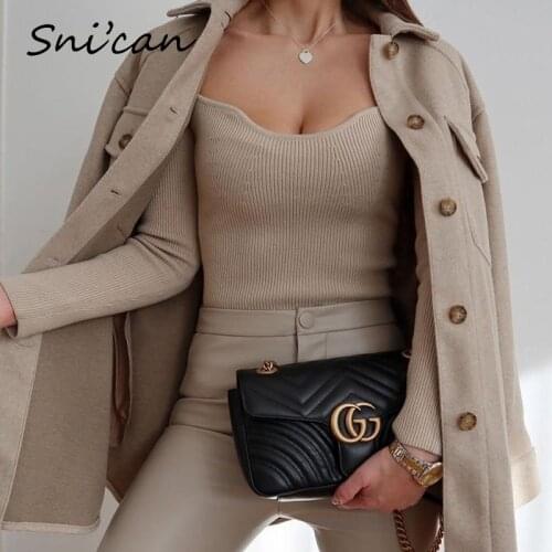 Snican Sqaure Collar Sexy Sweater Vintage Jumper Mujer Fashion Ladies Pullover Long Sleeve Za Pull Femme Spring 2021 Crop Tops