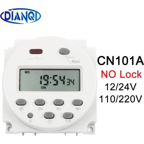 No lock CN101A AC DC 12V Round Digital LCD Power Timer Weekly Programmable Electronic Time Relay Switch 8A TO 16A CN101 weekly