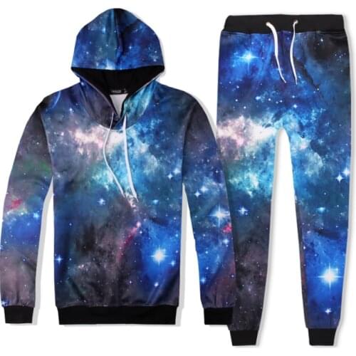 Szblaze Blue Galaxy Space Blue Sky Stars 3D Print Hoodies Women/Men Long Sleeve Sweatshirts Pullover Hip Hop Casual Long Pant