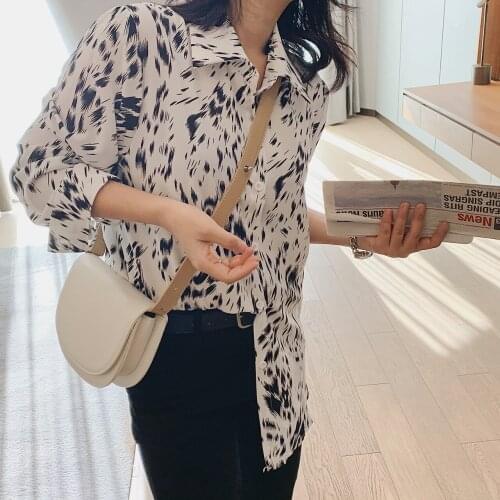 2021 Women Plaid Animal Print Blouse Shirts Top Tunic Clothes Female Cardigan Long Sleeve Fashion White Black Spring New Za Y2K