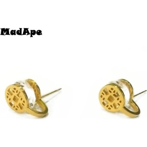 MadApe 2019 Fashion Jewelry 316L Stainless Steel Women Stud Earrings Round Earrings With Zircon For Girl Gift Jewelry