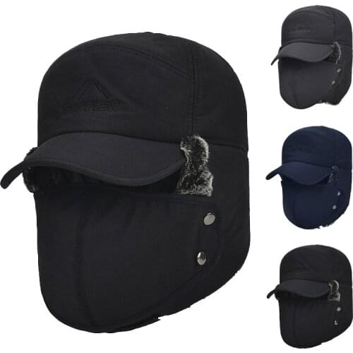 Winter Fur Warm Windproof Hat Men Women Lei Feng Cap Bomber Faux Fur Ear Flap Cap Black Ski Trooper Trapper Cold Anti-snow Cap