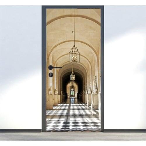 2PCS/SET Luxury Palace Door Sticker Waterproof Removable DIY Peel and Stick Wallpaper Living Room Bedroom Home Design deurposter