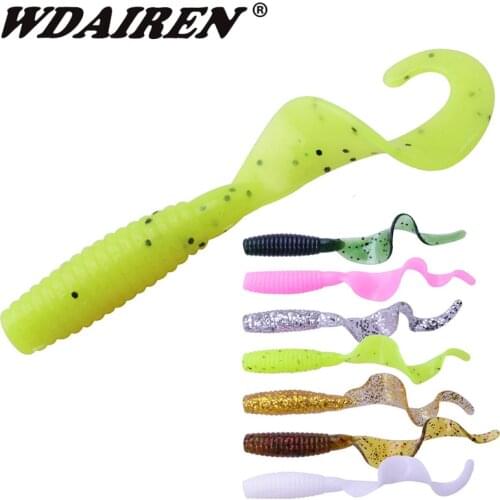 20pcs/lot Jig Long Tail Worm Fishing Soft Lures 60mm 1.8g Wobblers Artificial Silicone Salt smell Baits bass Pesca Tackle