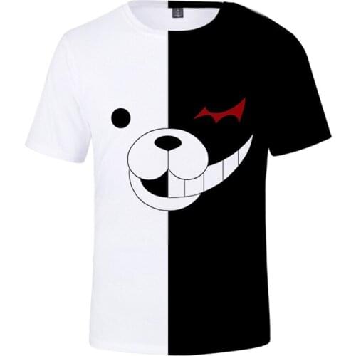 3D funny t Shirts Boys Girls Danganronpa Tshirt Cute Bear Monokuma 3D Clothes Balck And White Anime T Shirt Anime Clothes